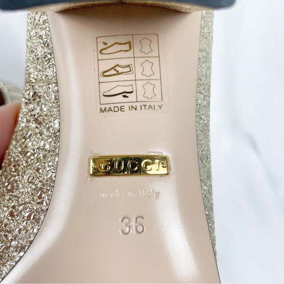 Gucci Marmont Fringe Metallic Leather Loafer Pumps Gold - Picture 9 of 10